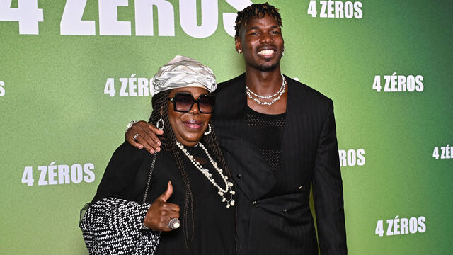 PARIS, FRANCE - OCTOBER 15: Paul Pogba and his mother Yeo Pogba attend the "4 Zeros" Premiere at Pathe Palace on October 15, 2024 in Paris, France.