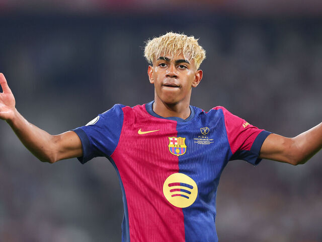 SEVILLE, SPAIN - APRIL 26: Lamine Yamal of FC Barcelona reacts during the Copa del Rey Final match between FC Barcelona and Real Madrid at Estadio de La Cartuja on April 26, 2025 in Seville, Spain.