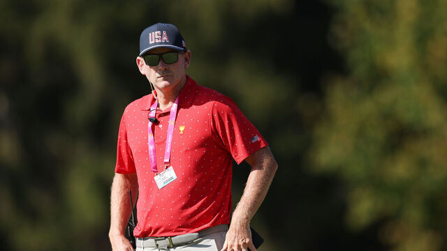 MONTREAL, QUEBEC - SEPTEMBER 29: Captain's Assistant Brandt Snedeker of the U.S. Team looks on during Sunday Singles on day four of the 2024 Presidents Cup at The Royal Montreal Golf Club on September 29, 2024 in Montreal, Quebec, Canada.