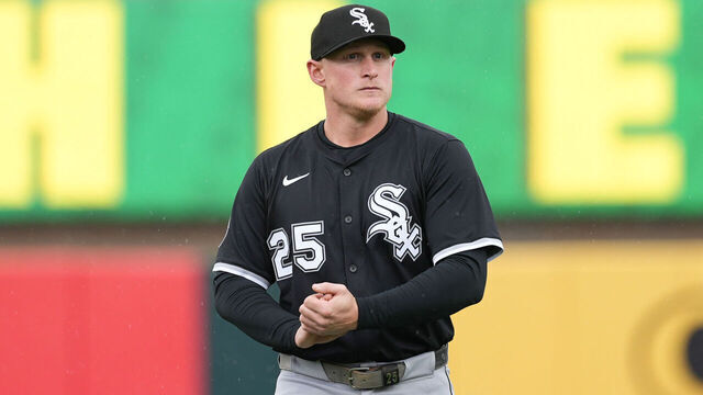 SACRAMENTO, CA - APRIL 26: Andrew Vaughn #25 of the Chicago White Sox looks on prior to the game between the Chicago White Sox and the Athletics at Sutter Health Park on Saturday, April 26, 2025 in Sacramento, California.