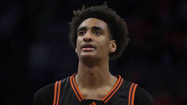 Sacramento, CA - March 15: Alijah Arenas #0 of Chatsworth Chancellors prepares to shoot a free-throw against the Jesuit Marauders in the second half of a boys CIF State Division II championship basketball game at the Golden 1 Center in Sacramento on Saturday, March 15, 2025.