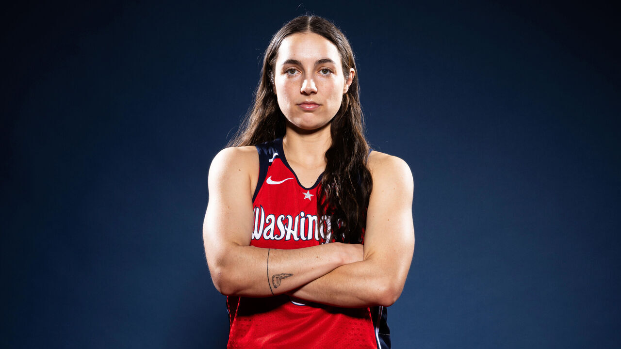 WASHINGTON, DC - APRIL 28: Georgia Amoore #8 of the Washington Mystics photographed during WNBA Content Day on April 28, 2025 at Entertainment and Sports Arena in Washington, DC.