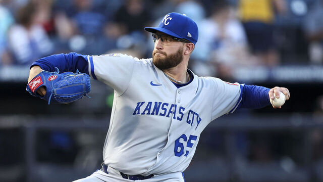 TAMPA, FLORIDA - APRIL 30: Noah Cameron #65 of the Kansas City Royals delivers a pitch during the first inning of his MLB debut in a game against the Tampa Bay Rays at George M. Steinbrenner Field on April 30, 2025 in Tampa, Florida.
