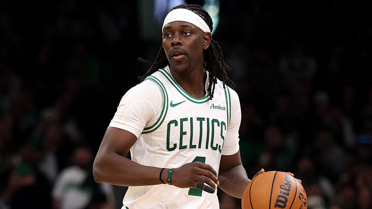 BOSTON, MASSACHUSETTS - APRIL 20: Jrue Holiday #4 of the Boston Celtics dribbles against the Orlando Magic in Game One of the Eastern Conference First Round NBA Playoffs at TD Garden on April 20, 2025 in Boston, Massachusetts.