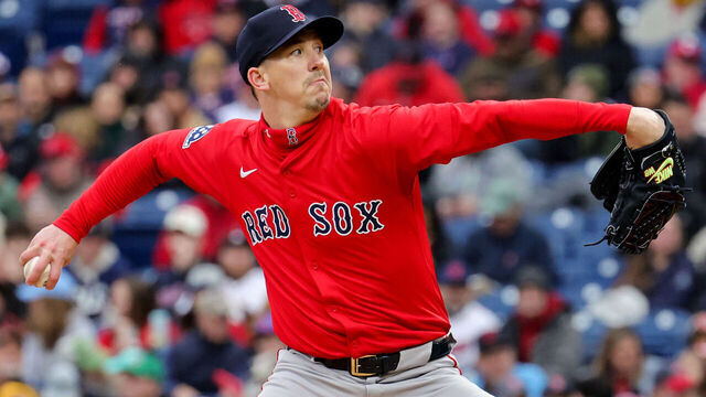 CLEVELAND, OH - APRIL 26: Boston Red Sox starting pitcher Walker Buehler (0) delivers a pitch to the plate during the first inning of game 2 of the Major League Baseball doubleheader between the Boston Red Sox and Cleveland Guardians on April 26, 2025, at Progressive Field in Cleveland, OH.