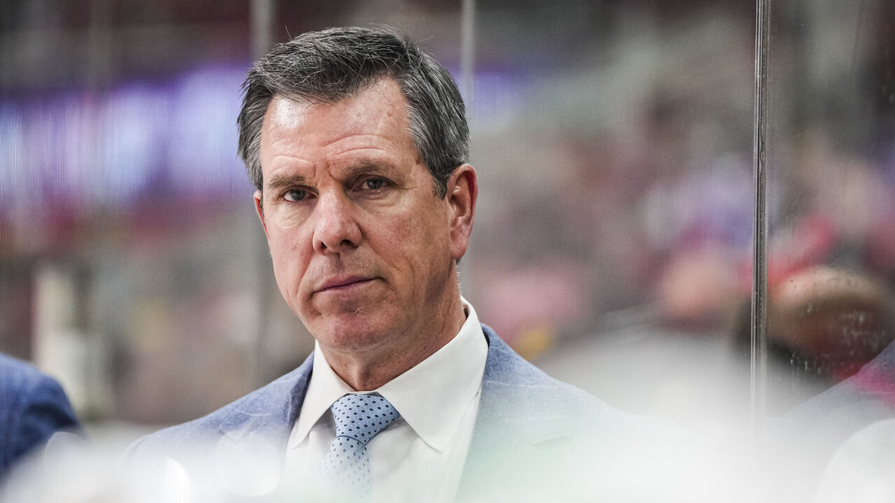 RALEIGH, NORTH CAROLINA - JANUARY 05: Head Coach Mike Sullivan of the Pittsburgh Penguins looks on during the second period of a game against the Carolina Hurricanes at Lenovo Center on January 05, 2025 in Raleigh, North Carolina.