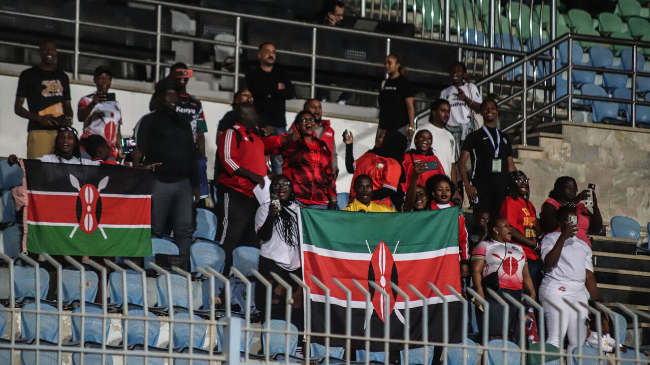 Kenyan fans cheer their team during their match against Morocco in Group B in the U-20 Africa Cup of Nations in Cairo, Egypt, on May 1, 2025.