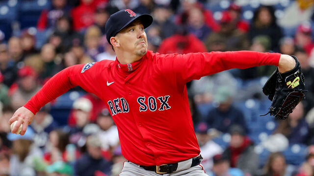 CLEVELAND, OH - APRIL 26: Boston Red Sox starting pitcher Walker Buehler (0) delivers a pitch to the plate during the first inning of game 2 of the Major League Baseball doubleheader between the Boston Red Sox and Cleveland Guardians on April 26, 2025, at Progressive Field in Cleveland, OH.