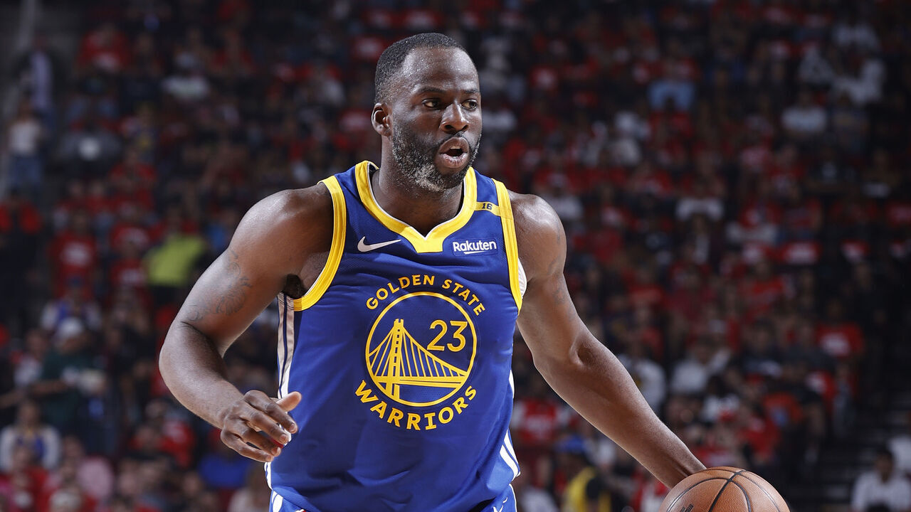 HOUSTON, TX - APRIL 30: Draymond Green #23 of the Golden State Warriors looks on during the game against the Houston Rockets during Round 1 Game 5 of the 2025 NBA Playoffs on April 30, 2025 at the Toyota Center in Houston, Texas. Mandatory Copyright Notice: Copyright 2025 NBAE