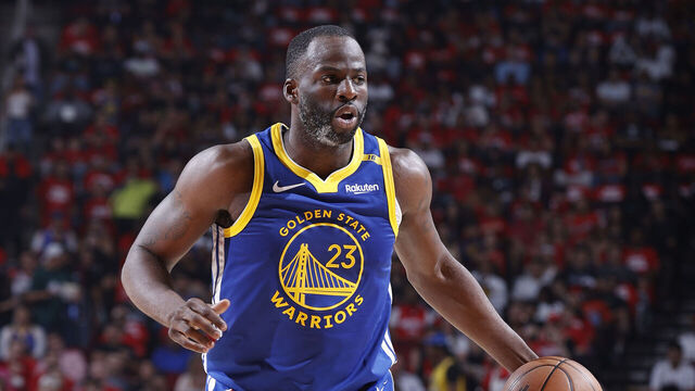 HOUSTON, TX - APRIL 30: Draymond Green #23 of the Golden State Warriors looks on during the game against the Houston Rockets during Round 1 Game 5 of the 2025 NBA Playoffs on April 30, 2025 at the Toyota Center in Houston, Texas. Mandatory Copyright Notice: Copyright 2025 NBAE