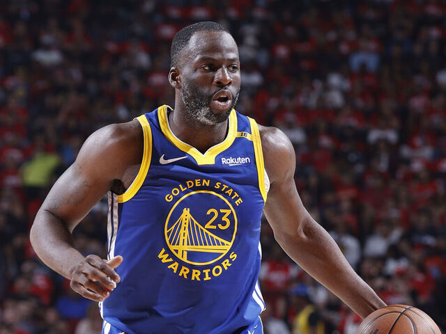 HOUSTON, TX - APRIL 30: Draymond Green #23 of the Golden State Warriors looks on during the game against the Houston Rockets during Round 1 Game 5 of the 2025 NBA Playoffs on April 30, 2025 at the Toyota Center in Houston, Texas. Mandatory Copyright Notice: Copyright 2025 NBAE