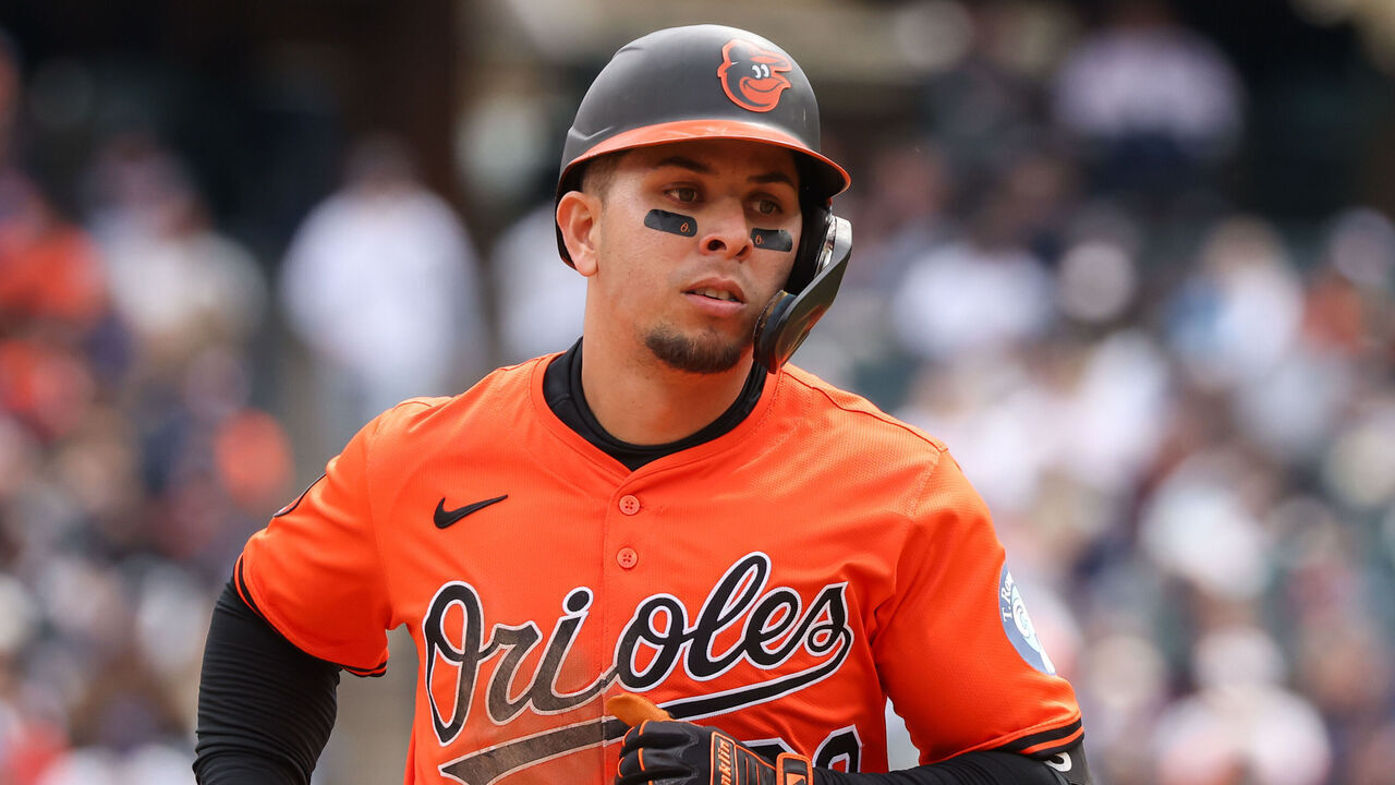 DETROIT, MI - APRIL 26: Balitmore Orioles third baseman Ramon Urias (29) runs the base after hitting a solo home run during the eighth inning during the first game of a regular season Major League Baseball doubleheader between the Baltimore Orioles and the Detroit Tigers on April 26, 2025 at Comerica Park in Detroit, Michigan.