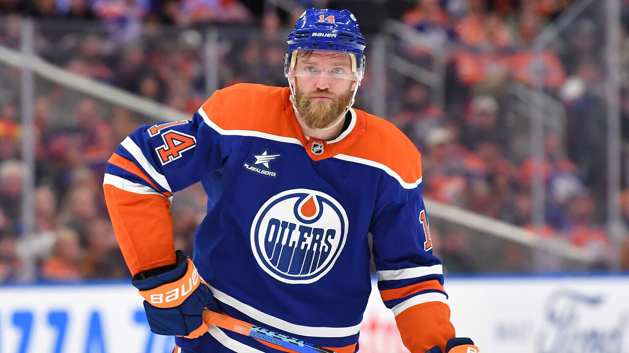 EDMONTON, CANADA - MARCH 26: Mattias Ekholm #14 of the Edmonton Oilers in action during the game against the Dallas Stars at Rogers Place on March 26, 2025, in Edmonton, Alberta, Canada.