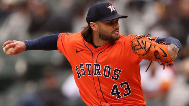 CHICAGO, IL - MAY 04: Lance McCullers Jr. #43 of the Houston Astros delivers a pitch during an MLB game against the Chicago White Sox on May 4, 2025 at Rate Field in Chicago, Illinois