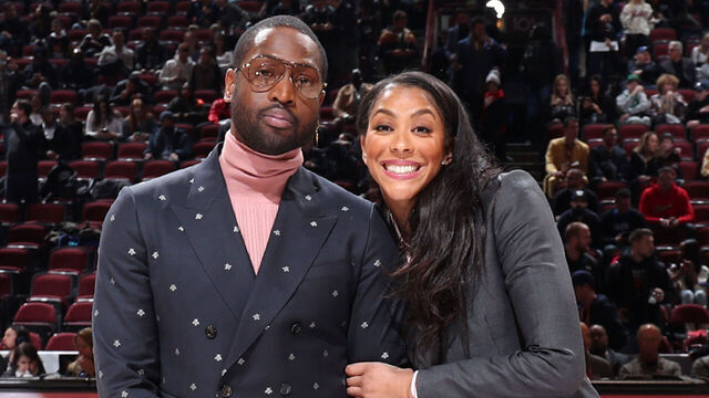 CHICAGO, IL - FEBRUARY 15: NBA and WNBA legends Dwyane Wade and Candace Parker pose for a photo during the 2020 NBA All-Star - Taco Bell Skills Challenge on February 15, 2020 at the United Center in Chicago, Illinois. Mandatory Copyright Notice: Copyright 2020 NBAE