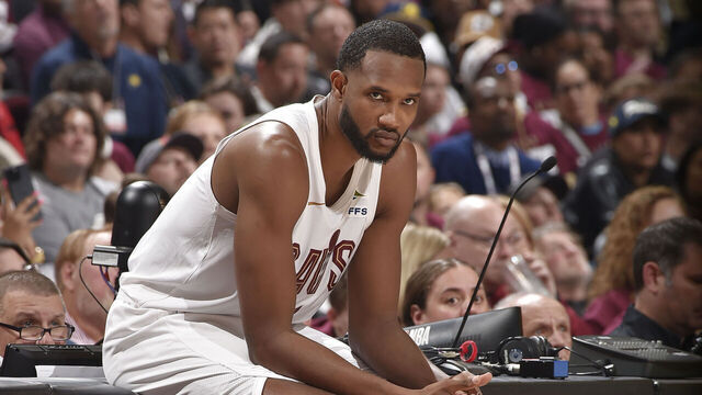 CLEVELAND, OH - MAY 4: Evan Mobley #4 of the Cleveland Cavaliers looks on during the game against the Indiana Pacers during Round 2 Game 1 of the 2025 NBA Playoffs on May 4, 2025 at Rocket Arena in Cleveland, Ohio. NOTE TO USER: User expressly acknowledges and agrees that, by downloading and/or using this Photograph, user is consenting to the terms and conditions of the Getty Images License Agreement. Mandatory Copyright Notice: Copyright 2025 NBAE
