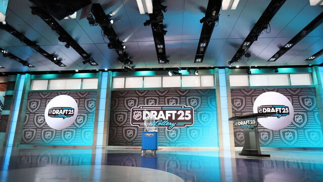 SECAUCUS, NEW JERSEY - MAY 05: Detailed view of the 2025 NHL Draft Lottery set at NHL Network Studio on May 5, 2025 in Secaucus, New Jersey.