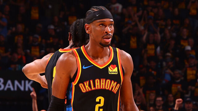 OKLAHOMA CITY, OK - MAY 5: Shai Gilgeous-Alexander #2 of the Oklahoma City Thunder during the game against the Denver Nuggets during Round Two Game One of the 2025 NBA Playoffs on MAY 5, 2025 at Paycom Center in Oklahoma City, Oklahoma. Mandatory Copyright Notice: Copyright 2025 NBAE
