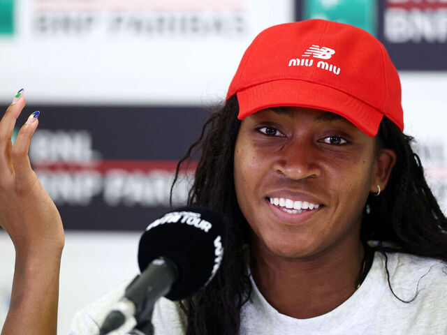 ROME, ITALY - MAY 06: Coco Gauff of the United States speaks during a press conference on Day Two of the Internazionali BNL D'Italia 2025 at Foro Italico on May 06, 2025 in Rome, Italy.