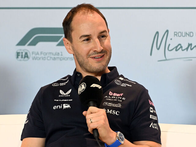 MIAMI, FLORIDA - MAY 02: Oliver Oakes, Team Principal of Alpine F1 in the Team Principals Press Conference prior to Sprint qualifying ahead of the F1 Grand Prix of Miami at Miami International Autodrome on May 02, 2025 in Miami, Florida.