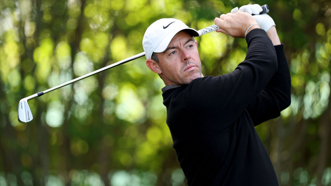 FLOURTOWN, PENNSYLVANIA - MAY 07: Rory McIlroy of Northern Ireland plays his shot from the third tee during the Pro Am event prior to the Truist Championship 2025 at The Wissahickon at Philadelphia Cricket Club on May 07, 2025 in Flourtown, Pennsylvania.