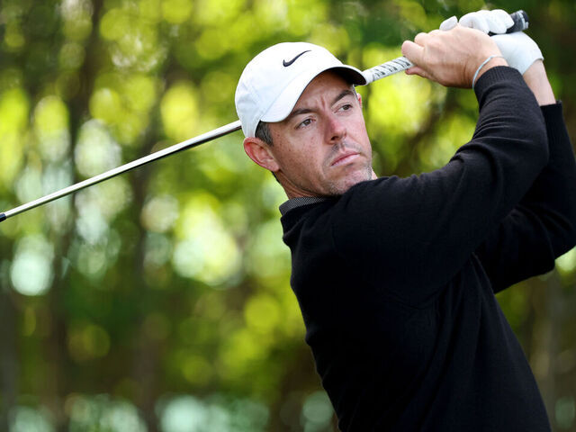 FLOURTOWN, PENNSYLVANIA - MAY 07: Rory McIlroy of Northern Ireland plays his shot from the third tee during the Pro Am event prior to the Truist Championship 2025 at The Wissahickon at Philadelphia Cricket Club on May 07, 2025 in Flourtown, Pennsylvania.