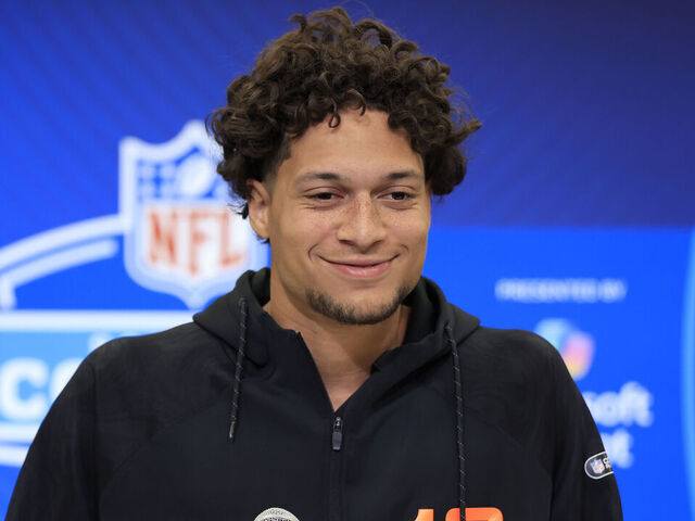 INDIANAPOLIS, INDIANA - FEBRUARY 28: Jayden Higgins #WO18 of Iowa State speaks to the media during the 2025 NFL Scouting Combine at Lucas Oil Stadium on February 28, 2025 in Indianapolis, Indiana.