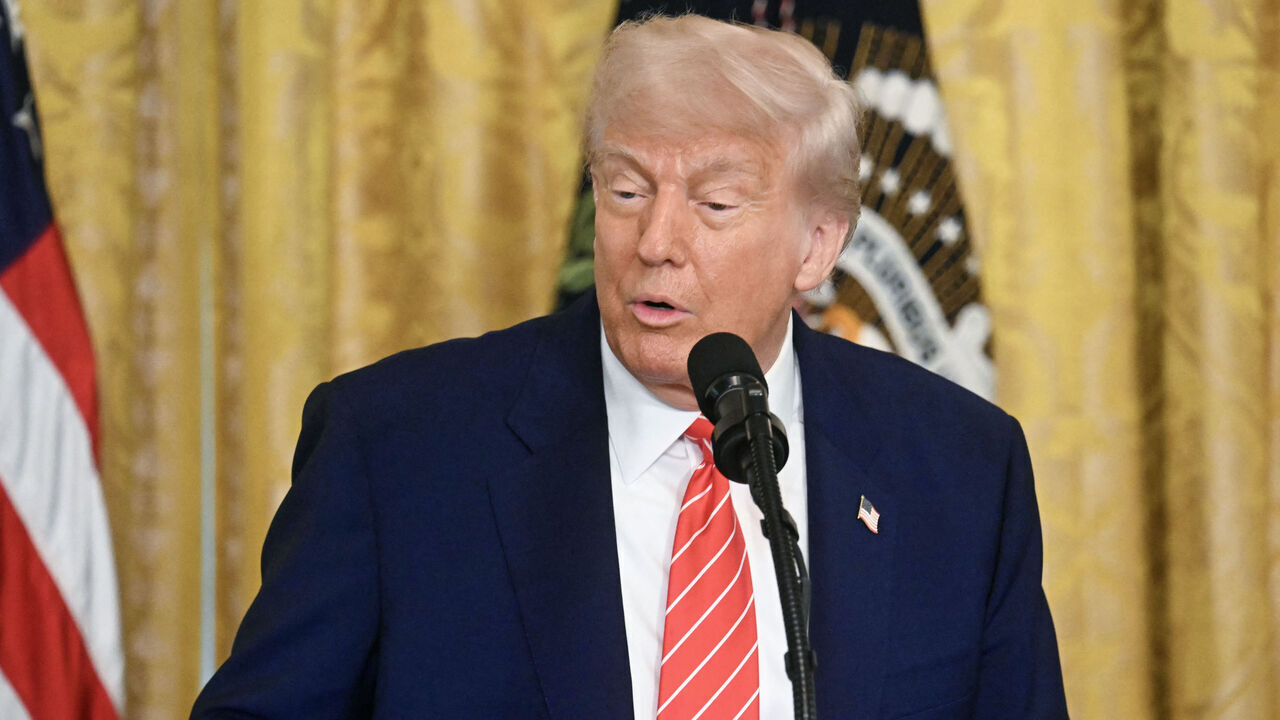US President Donald Trump participates in a celebration of military mothers in the East Room of the White House in Washington, DC, on May 8, 2025.