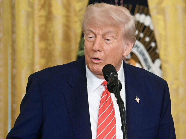 US President Donald Trump participates in a celebration of military mothers in the East Room of the White House in Washington, DC, on May 8, 2025.