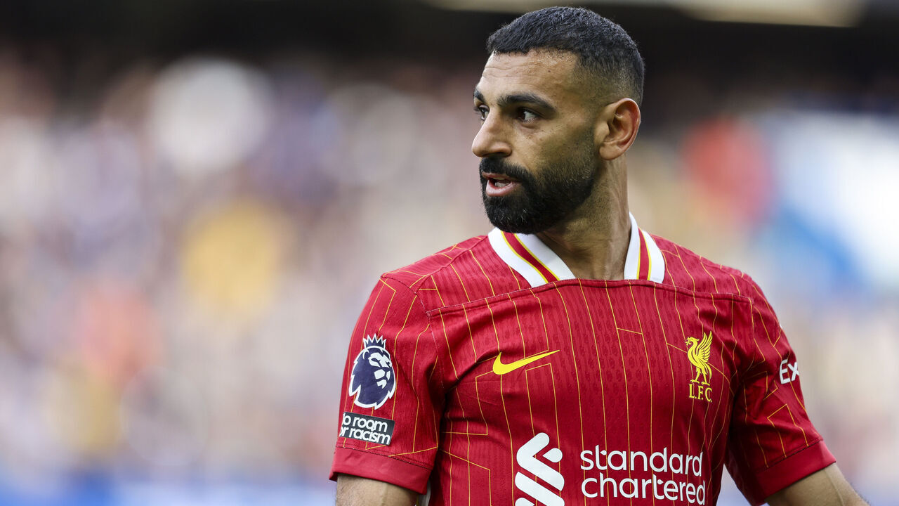 LONDON, ENGLAND - MAY 04: Mohamed Salah of Liverpool during the Premier League match between Chelsea FC and Liverpool FC at Stamford Bridge on May 04, 2025 in London, England.