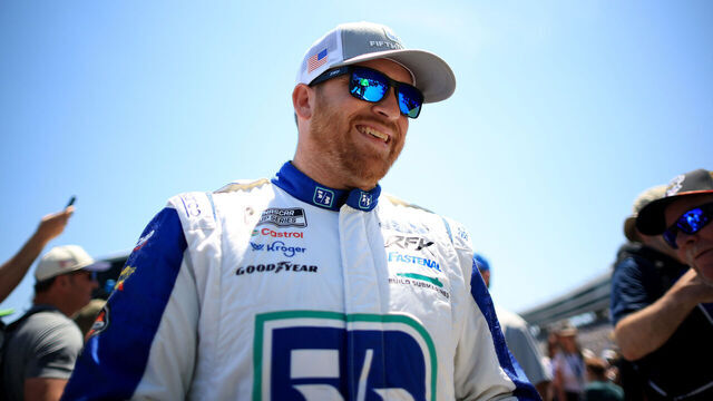 FORT WORTH, TEXAS - MAY 04: Chris Buescher, driver of the #17 Fifth Third Bank Ford, greets fans prior to the NASCAR Cup Series Würth 400 at Texas Motor Speedway on May 04, 2025 in Fort Worth, Texas.