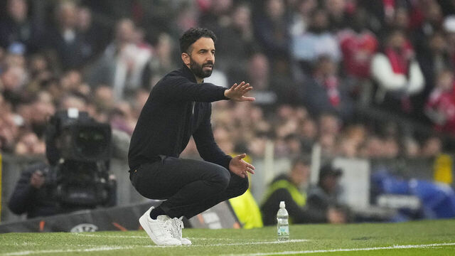 Ruben Amorim head coach of Manchester United during the UEFA Europa League 2024/25 Semi Final Second Leg match between Manchester United and Athletic Club at Old Trafford on May 8, 2025 in Manchester, United Kingdom.