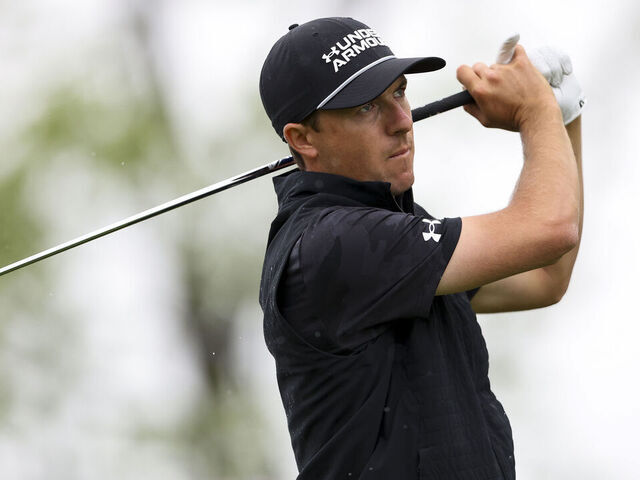 FLOURTOWN, PENNSYLVANIA - MAY 09: Jordan Spieth hits a tee shot on the second hole during the second round of the Truist Championship 2025 at The Wissahickon at Philadelphia Cricket Club on May 09, 2025 in Flourtown, Pennsylvania.