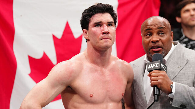 MONTREAL, QUEBEC - MAY 10: Mike Malott reacts after a knockout victory against Charles Radtke in a welterweight bout during the UFC 315 event at Bell Centre on May 10, 2025 in Montreal, Quebec.