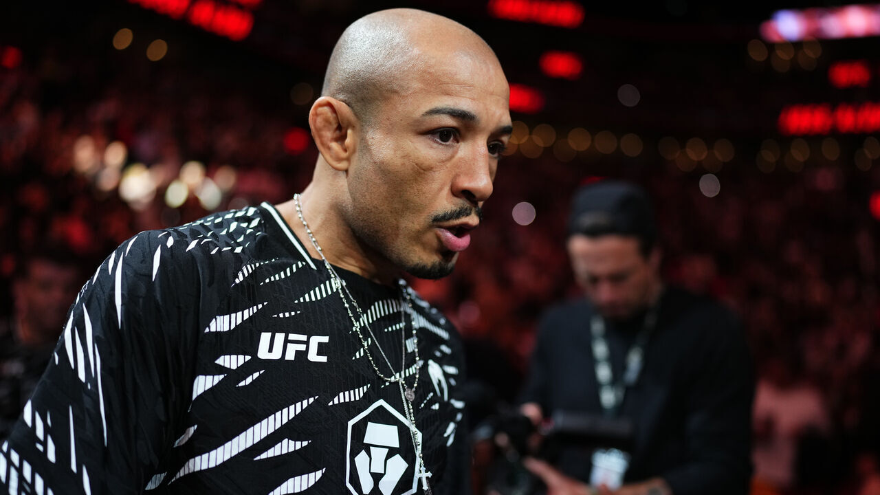 MONTREAL, QUEBEC - MAY 10: Jose Aldo of Brazil prepares to face Aiemann Zahabi of Canada in a featherweight bout during the UFC 315 event at Bell Centre on May 10, 2025 in Montreal, Quebec.