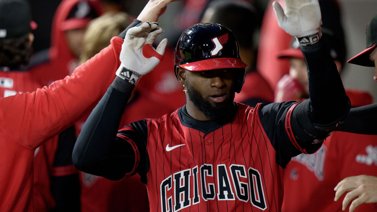 CHICAGO, ILLINOIS - MAY 2: Luis Robert Jr #88 of the Chicago White Sox celebrates a solo home run in the bottom of the fifth inning in a game against the Houston Astros at Rate Field on May 2, 2025 in Chicago, Illinois.