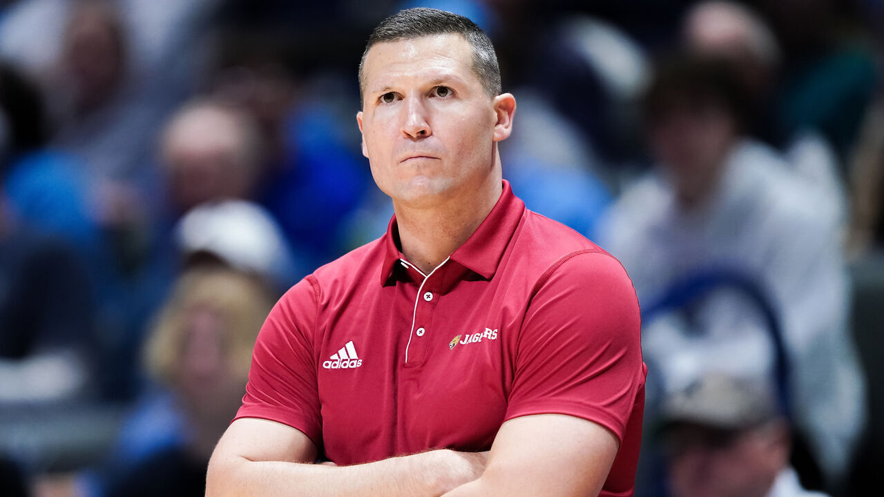 CINCINNATI, OHIO - NOVEMBER 08: Head coach Paul Corsaro of the Indianapolis Jaguars looks on in the second half against the Xavier Musketeers at the Cintas Center on November 08, 2024 in Cincinnati, Ohio.