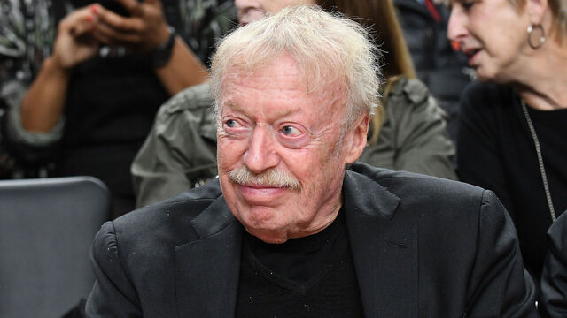 PORTLAND, OR - NOVEMBER 26: Nike co-founder Phil Knight observes pre-game in the championship game of the Victory Bracket at the PK80-Phil Knight Invitational between the North Carolina Tar Heels and Michigan State Spartans on November 26, 2017, at Moda Center in Portland, OR.