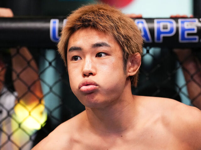 LAS VEGAS, NEVADA - OCTOBER 12: Tatsuro Taira of Japan prepares to face Brandon Royval in a flyweight fight during the UFC Fight Night event at UFC APEX on October 12, 2024 in Las Vegas, Nevada.