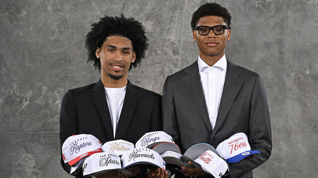 CHICAGO, IL - MAY 12: Dylan Harper and Ace Bailey pose for a portrait during the 2025 Draft Lottery on May 12, 2025 at McCormick Place in Chicago, Illinois. Mandatory Copyright Notice: Copyright 2025 NBAE