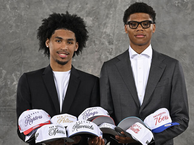 CHICAGO, IL - MAY 12: Dylan Harper and Ace Bailey pose for a portrait during the 2025 Draft Lottery on May 12, 2025 at McCormick Place in Chicago, Illinois. Mandatory Copyright Notice: Copyright 2025 NBAE