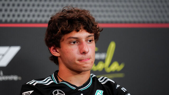 Mercedes driver Kimi Antonelli during a press conference at the Autodromo Internazionale Enzo e Dino Ferrari, commonly known as Imola. Picture date: Thursday May 15, 2025.