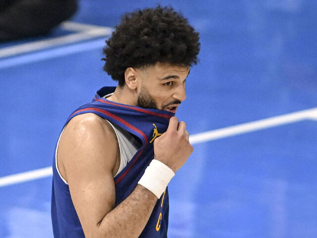OKLAHOMA CITY, OK - MAY 13: Jamal Murray (27) of the Denver Nuggets accepts defeat during the fourth quarter of the Oklahoma City Thunder's 112-105 win at Paycom Center in Oklahoma City on Tuesday, May 13, 2025.