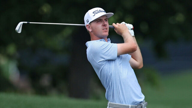 CHARLOTTE, NORTH CAROLINA - MAY 15: Ryan Gerard of the United States plays a shot from the 18th fairway during the first round of the PGA Championship at Quail Hollow Country Club on May 15, 2025 in Charlotte, North Carolina.