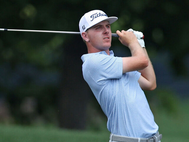 CHARLOTTE, NORTH CAROLINA - MAY 15: Ryan Gerard of the United States plays a shot from the 18th fairway during the first round of the PGA Championship at Quail Hollow Country Club on May 15, 2025 in Charlotte, North Carolina.