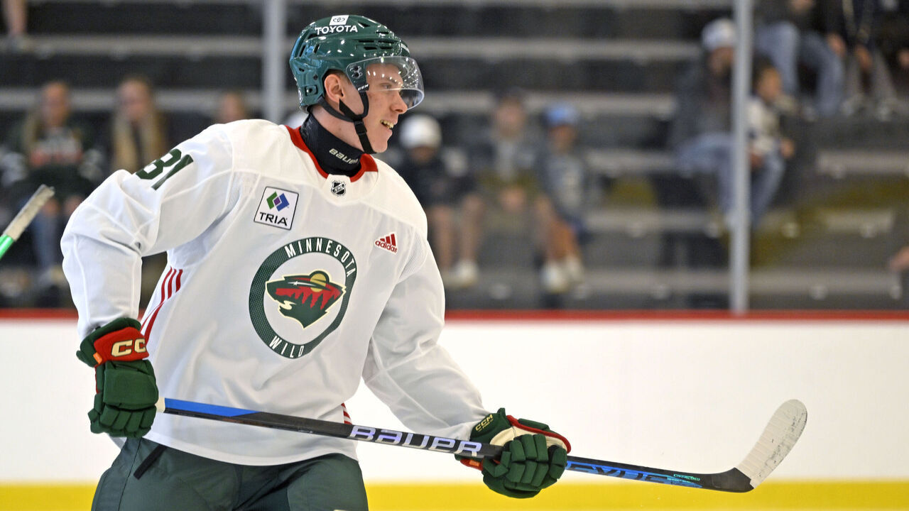 ST. PAUL, MN - JULY 07: Minnesota Wild forward Danila Yurov (81) looks up ice during Minnesota Wild Development Camp on July 7, 2023, at TRIA Rink in St. Paul, MN.