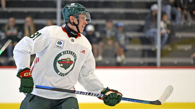 ST. PAUL, MN - JULY 07: Minnesota Wild forward Danila Yurov (81) looks up ice during Minnesota Wild Development Camp on July 7, 2023, at TRIA Rink in St. Paul, MN.