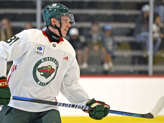ST. PAUL, MN - JULY 07: Minnesota Wild forward Danila Yurov (81) looks up ice during Minnesota Wild Development Camp on July 7, 2023, at TRIA Rink in St. Paul, MN.