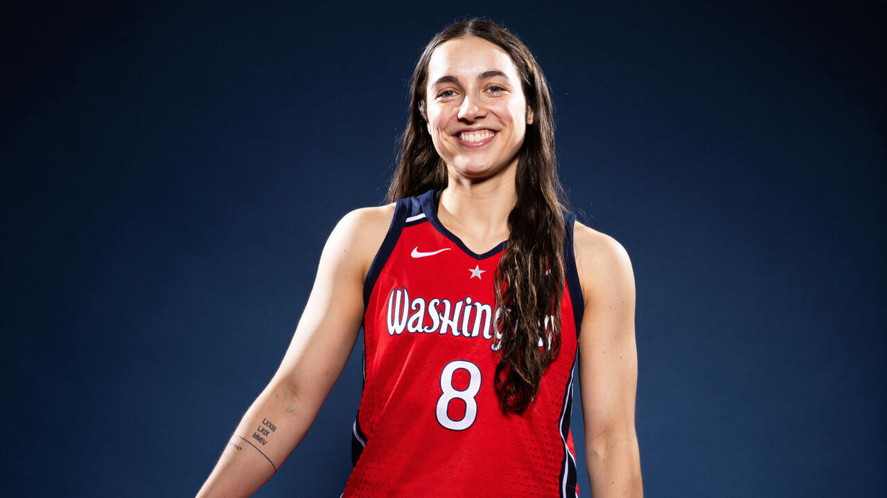 WASHINGTON, DC - APRIL 28: Georgia Amoore #8 of the Washington Mystics poses for a portrait during WNBA Media Day on April 28, 2025 at CareFirst Arena in Washington, DC. NOTE TO USER: User expressly acknowledges and agrees that, by downloading and/or using this Photograph, user is consenting to the terms and conditions of the Getty Images License Agreement. Mandatory Copyright Notice: Copyright 2025 NBAE