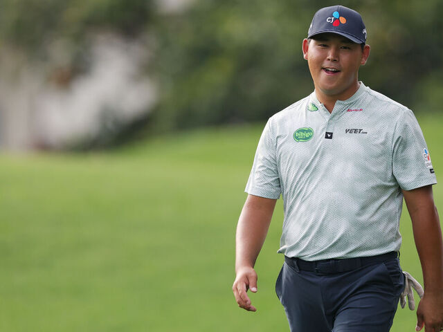 CHARLOTTE, NORTH CAROLINA - MAY 16: Si Woo Kim of South Korea walks the seventh hole during the second round of the PGA Championship at Quail Hollow Country Club on May 16, 2025 in Charlotte, North Carolina.